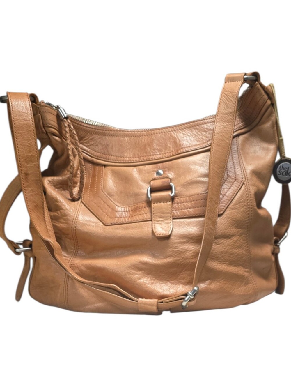 The SAK Large Hobo Tan Cognac Leather Crossbody Bag Tote